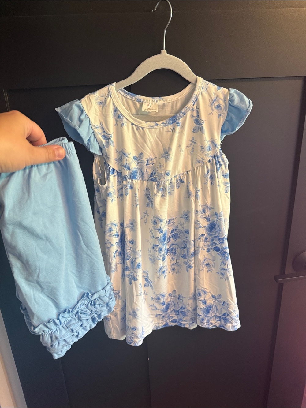 Blue Floral Girls' Matching Set - Top and Shorts